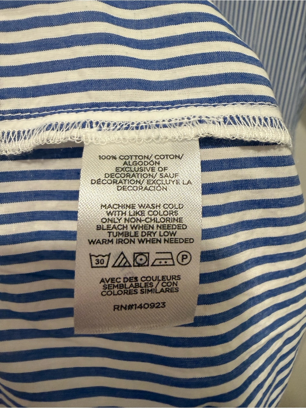 LOFT Blue & White Striped Button-Up Tiered Tunic - Picture 5 of 5